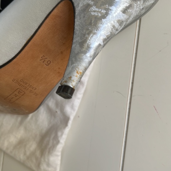 Vintage Gina London Pumps Silver with patterned toe caps, US 9 - Picture 3 of 8